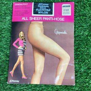 JCPenney All Sheer SandalFoot Pantyhose Black Average